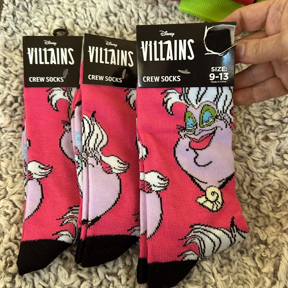 Ursula villain, Disney socks, adults Pink